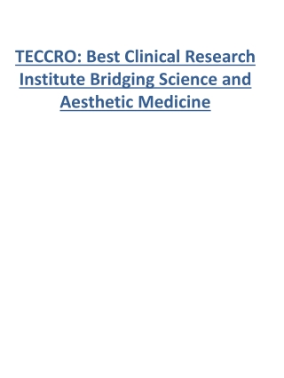 TECCRO Best Clinical Research Institute Bridging Science and Aesthetic Medicine