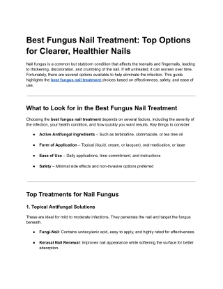 Best Fungus Nail Treatment_ Top Options for Clearer, Healthier Nails