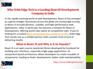 Why Orbit Edge Tech is a Leading React JS Development  Company in India