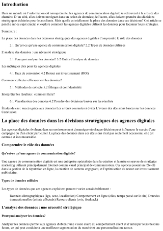 La place des données dans les décisions stratégiques des agences digitales