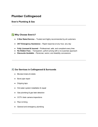Plumber Collingwood – 24/7 Expert Plumbing by Sven’s Plumbing & Gas
