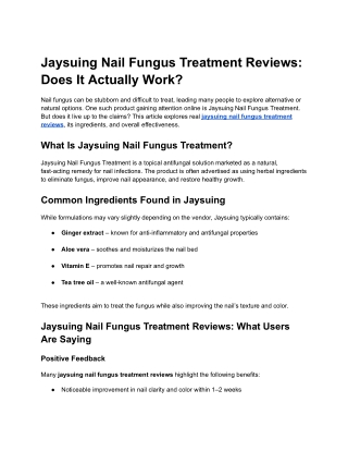 Jaysuing Nail Fungus Treatment Reviews_ Does It Actually Work