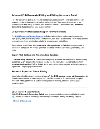 Advanced PhD Manuscript Editing and Writing Services in Dubai