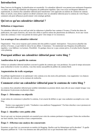Comment créer un calendrier éditorial pour le contenu de votre blog ?