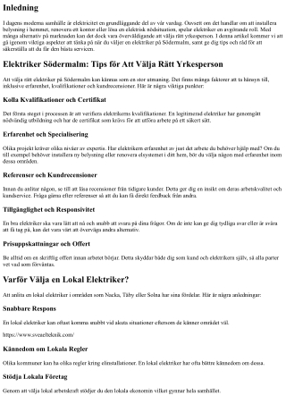 Elektriker Södermalm: Tips för Att Välja Rätt Yrkesperson