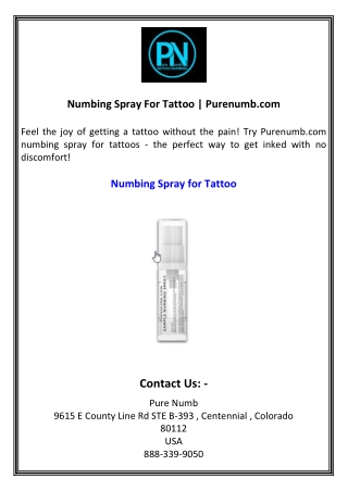 Numbing Spray For Tattoo  Purenumb.com