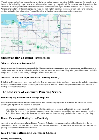 Customer Testimonials: Finding the Best Plumber in Vancouver