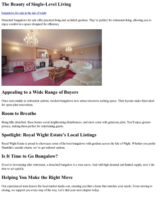 Find Peaceful Detached Bungalows for Sale