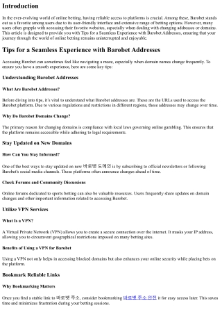 Tips for a Seamless Experience with Barobet Addresses