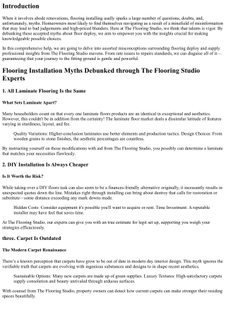 Flooring Installation Myths Debunked by using The Flooring Studio Experts