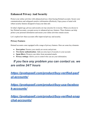 What Are The Advantages Of Verified Hotmail Accounts (pva) Online_