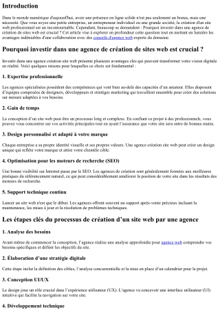 Pourquoi investir dans une agence de création de sites web est crucial ?