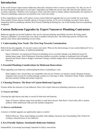 Custom Bathroom Upgrades by Expert Vancouver Plumbing Contractors