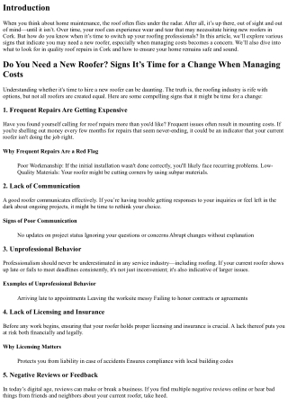 ”Do You Need a New Roofer? Signs It’s Time for a Change When Managing Costs