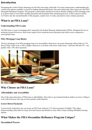 An Insider's Look at the Benefits of an FHA Streamline Refinance Program