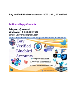 Buy Verified Bluebird Account- 100% USA ,UK Verified