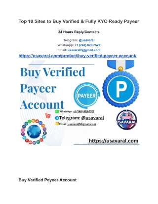Top 10 Sites to Buy Verified & Fully KYC‑Ready Payeer