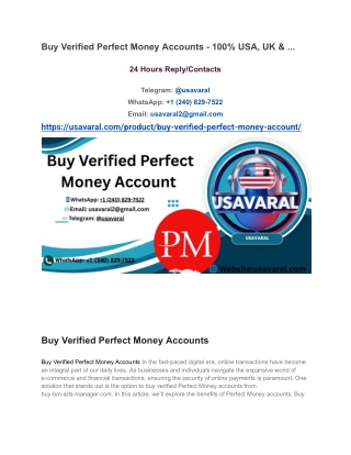Buy Verified Perfect Money Accounts - 100% USA, UK &