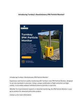 Introducing Turnkey’s Revolutionary iPM Particle Monitor!