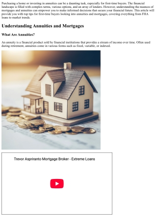 Top Tips for First-Time Buyers Looking into Annuities and Mortgages