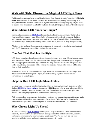 Led shoes