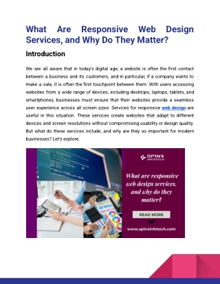 What Are Responsive Web Design Services, and Why Do They Matter_Spinx Infotech