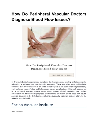 How Do Peripheral Vascular Doctors Diagnose Blood Flow Issues?