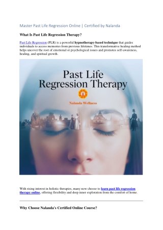 Master Past Life Regression Online