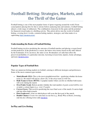 football betting strategies markets