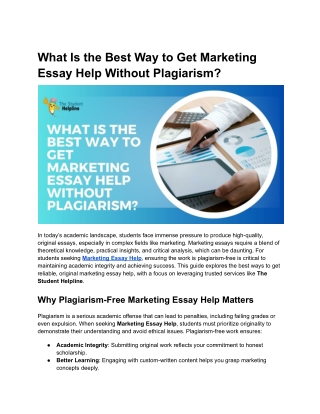 What Is the Best Way to Get Marketing Essay Help Without Plagiarism?