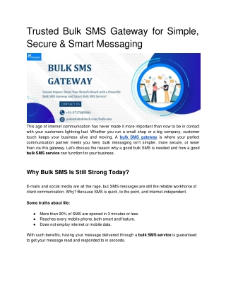trusted bulk sms gateway for simple secure smart messaging