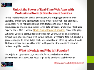 Unlock the Power of Real-Time Web Apps with Professional Node JS Development Ser