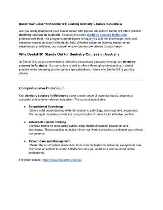 dentistry courses melbourne