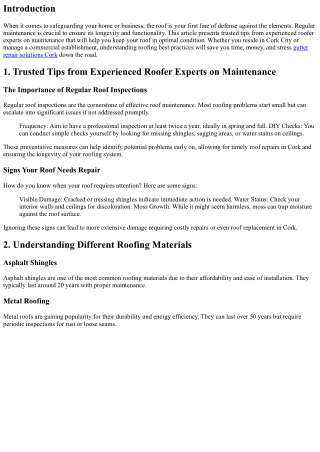 Trusted Tips from Experienced Roofer Experts on Maintenance