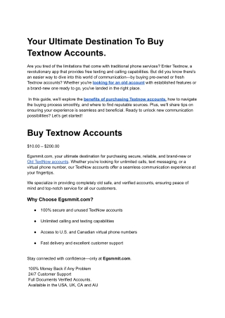 How to quickly Buy Textnow Accounts From egsmmit