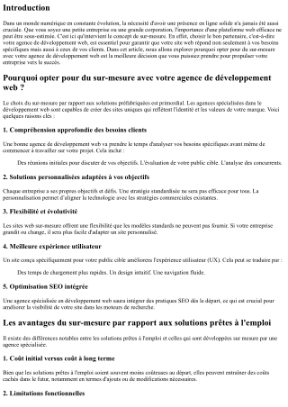 Pourquoi opter pour du sur-mesure avec votre agence de développement web ?