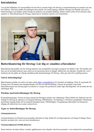 Batterihantering för företag: Lär dig av emaldos erfarenheter