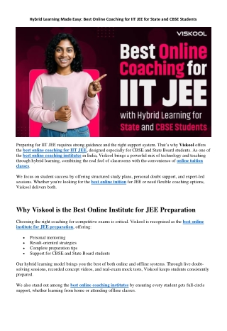 Hybrid Learning Made Easy: Best Online Coaching for IIT JEE for State and CBSE