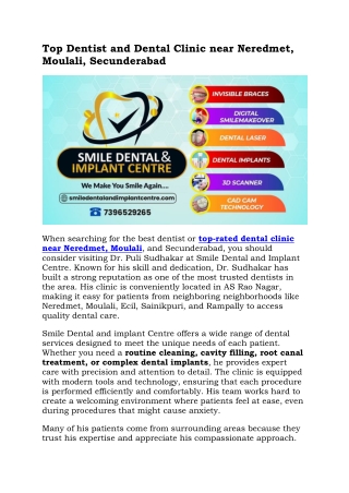 Top Dentist and Dental Clinic near Neredmet, Moulali, Secunderabad