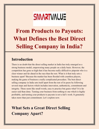 From Products to Payouts_ What Defines the Best Direct Selling Company in India_