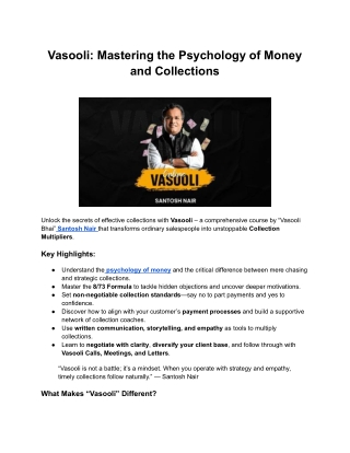 Vasooli: Mastering the Psychology of Money and Collections