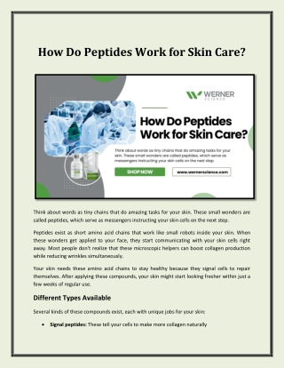 How Do Peptides Work for Skin Care?
