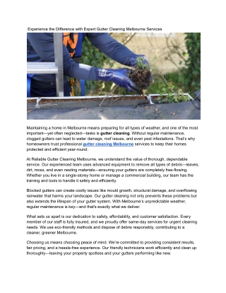 Melbourne’s Most Reliable Gutter Cleaning – Clean Gutters, Happy Homes