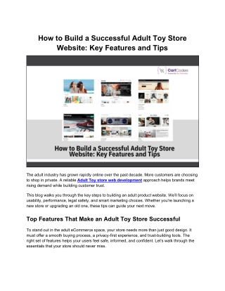how to build a successful adult toy store website