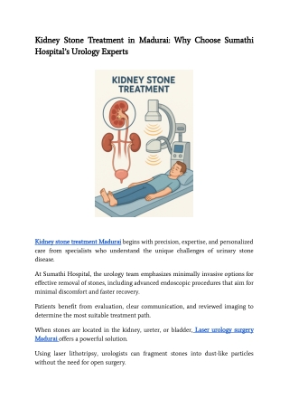 Kidney Stone Treatment in Madurai_ Why Choose Sumathi Hospital’s Urology Experts