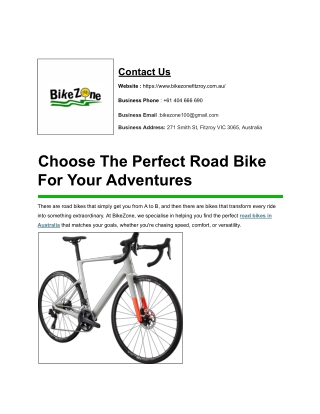 Choose The Perfect Road Bike For Your Adventures