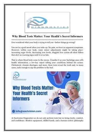 Why Blood Tests Matter- Your Health’s Secret Informers