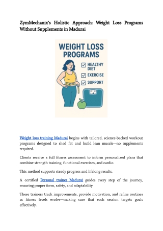 ZymMechanix’s Holistic Approach_ Weight Loss Programs Without Supplements in Madurai