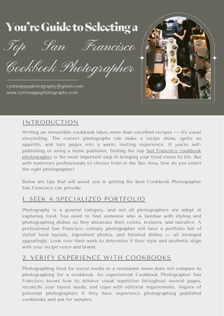 You’re Guide to Selecting a Top San Francisco Cookbook Photographer