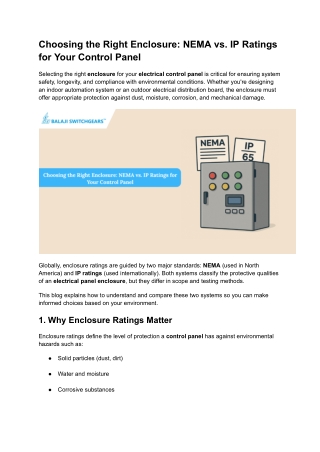 Choosing the Right Enclosure: NEMA vs. IP Ratings for Your Control Panel